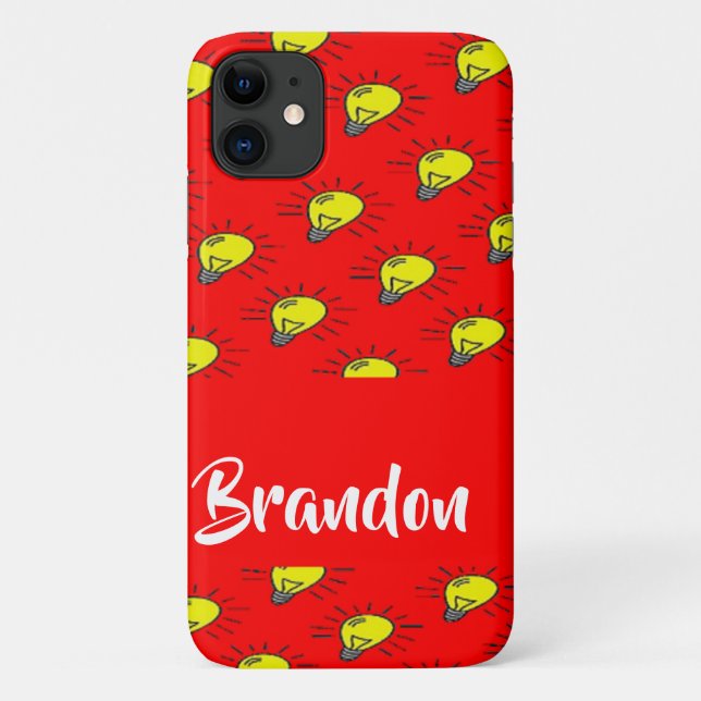 Capa Para iPhone 11 Yellow light bulbs on red (Verso)