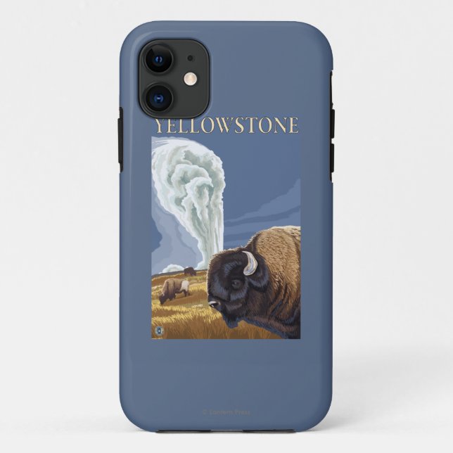 Capa Para iPhone 11 YellowstoneBison com fiel velho (Verso)