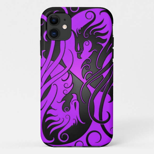 Capa Para iPhone 11 Yin roxo e preto Yang Phoenix (Verso)