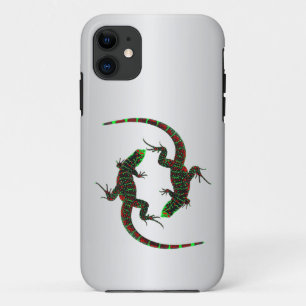 Capa Para iPhone 11 Yin Yang Lizards Silver