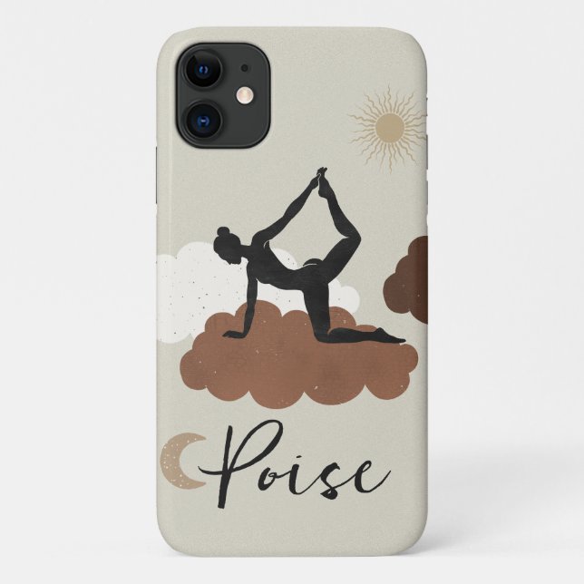 Capa Para iPhone 11 Yoga estimula silhueta poise saúde sol lua (Verso)