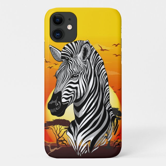 Capa Para iPhone 11 Zebra African Savanna Wild Animal (Verso)