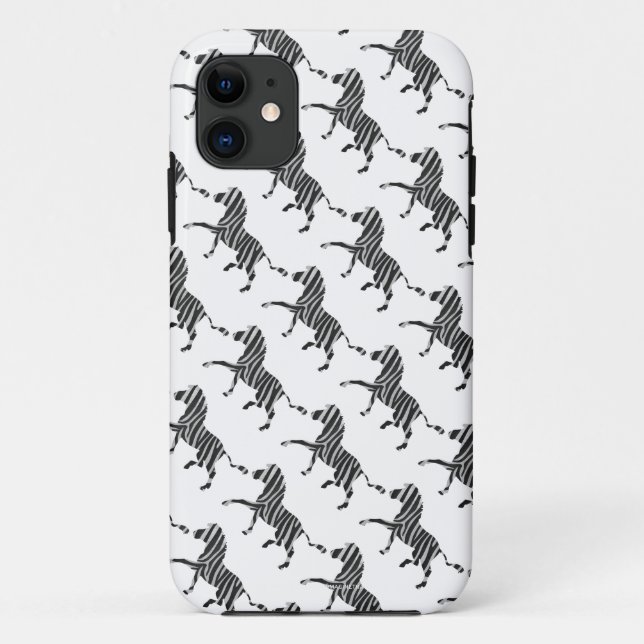 Capa Para iPhone 11 Zebra Black and Light Cinzas Silhouket (Verso)