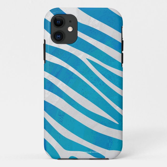 Capa Para iPhone 11 Zebra Blue e White Impressão (Verso)