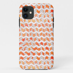 Capa Para iPhone 11 Zebra Chevron Laranja e Branco