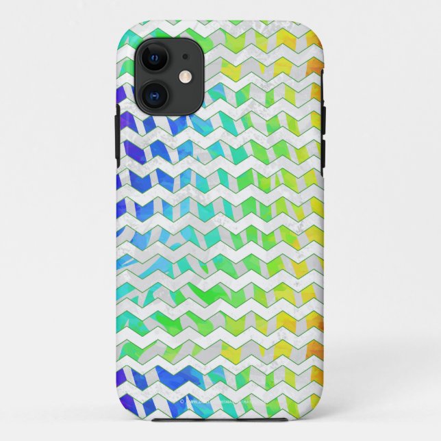 Capa Para iPhone 11 Zebra Chevron Rainbow e White Impressão (Verso)