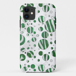Capa Para iPhone 11 Zebra Green e Bolinhas branca
