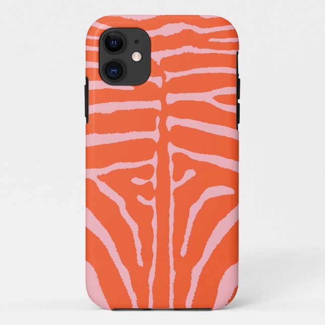Capa Para iPhone 11 Zebra Laranja e Rosa (Verso)