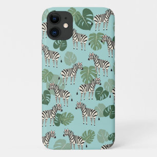 Capa Para iPhone 11 Zebra Monstera Pattern