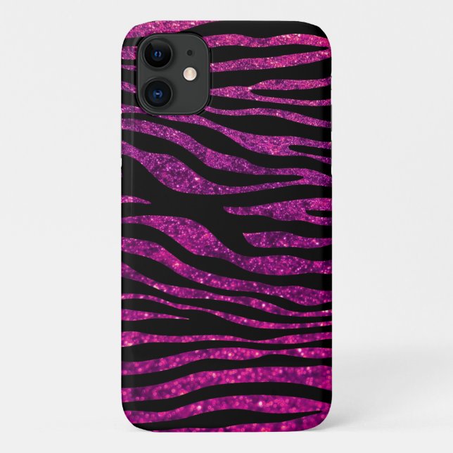 Capa Para iPhone 11 Zebra Rosa, Zebra Brilhante, Impressão Zebra Zebra (Verso)