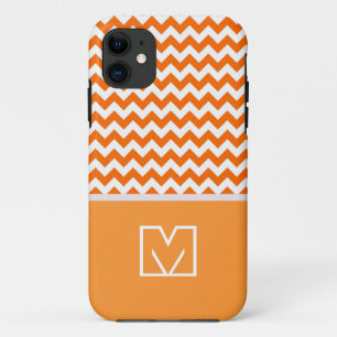 Capa Para iPhone 11 Ziguezague alaranjado e branco de Chevron.