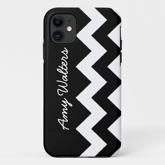 Capa Para iPhone 11 ziguezague branco/preto personalizado (Verso)