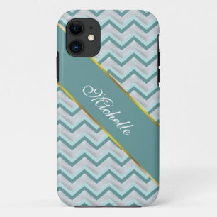 Capa Para iPhone 11 Ziguezague da cerceta e das pérolas