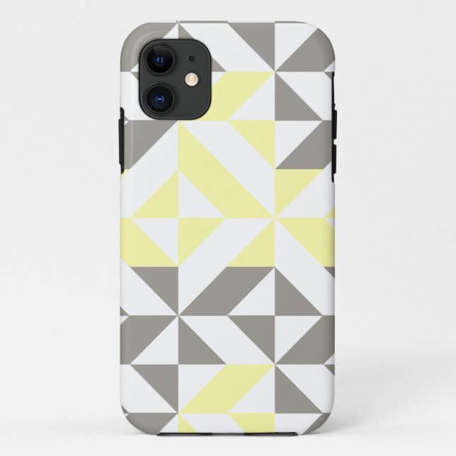 Capa Para iPhone 11 ZigZag Geométrico Amarelo e Silver (Verso)
