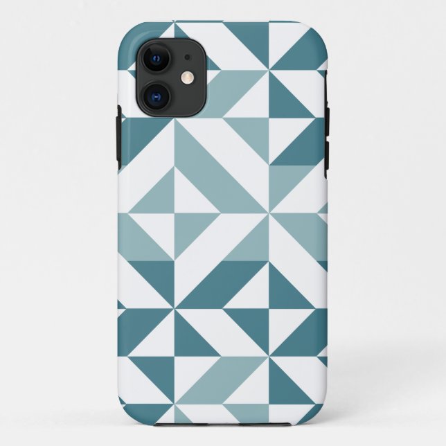 Capa Para iPhone 11 ZigZag Geométrico com Duas Pontas Verde Teal (Verso)
