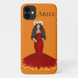 Capa Para iPhone 11 Zodiac Aries Deusa Laranja Personalizada