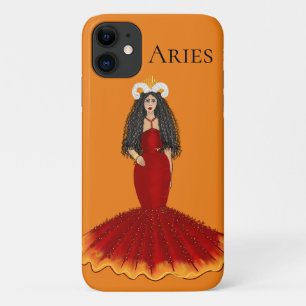 Capa Para iPhone 11 Zodiac Aries Deusa Laranja Personalizada