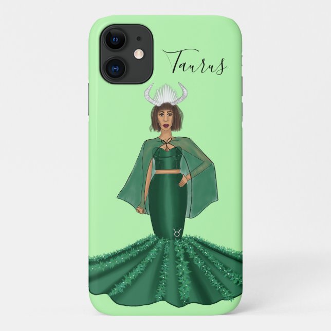 Capa Para iPhone 11 Zodiac Taurus Goddese com Cornos (Verso)