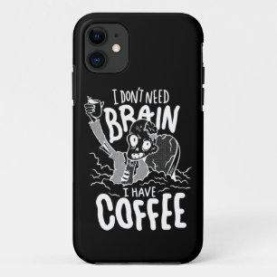 Capa Para iPhone 11 zumbi bebendo de café branco