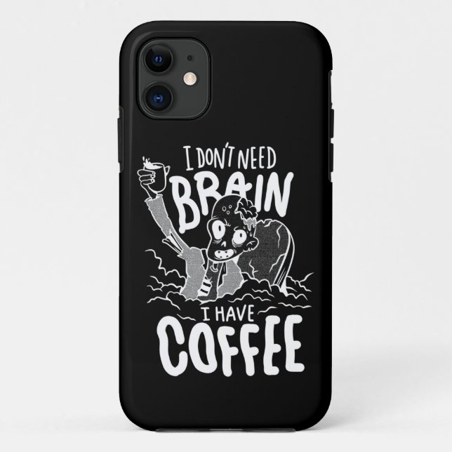 Capa Para iPhone 11 zumbi bebendo de café branco (Verso)