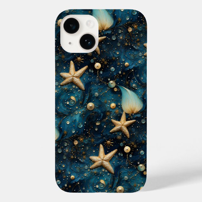Capa para iPhone 14 com Padrão de Estrela-do-Mar O (Verso)