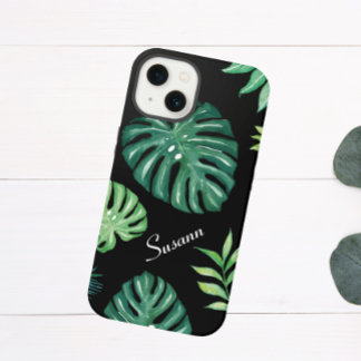 Capa para iPhone 14 com Padrão de Folha Tropical P