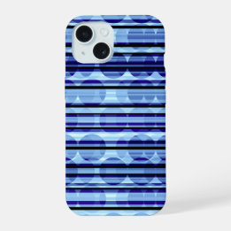 Capa para iPhone 15 com Bolinhas de Listras Azuis