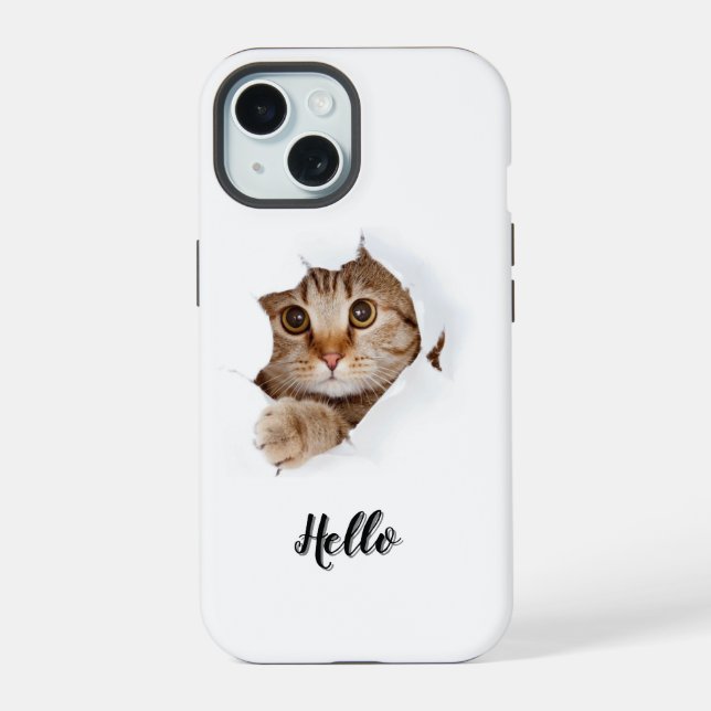 Capa para IPhone 15 com gatinho fofo  (Verso)