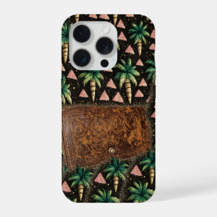 Capa para iPhone 15 com padrão de carteira de cour