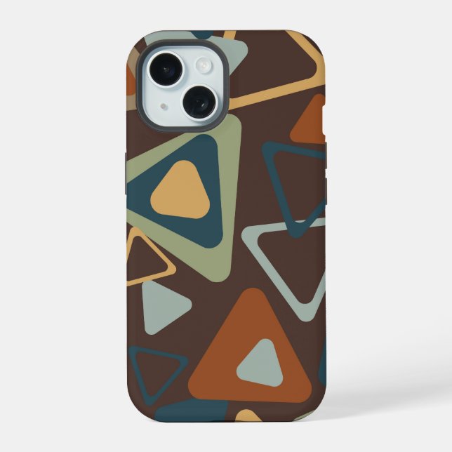 Capa para iPhone 15 com Triângulos Modernos de Mea (Verso)