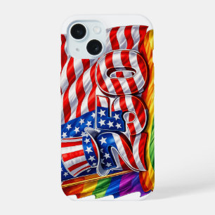 Capa para iPhone 15 da Bandeira do Orgulho America