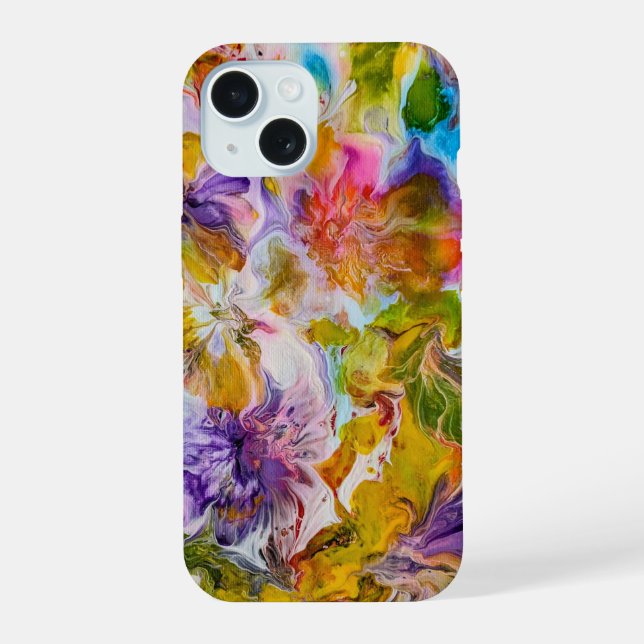 Capa para iPhone 15 de Arte Abstrato Vibrante Pint (Verso)