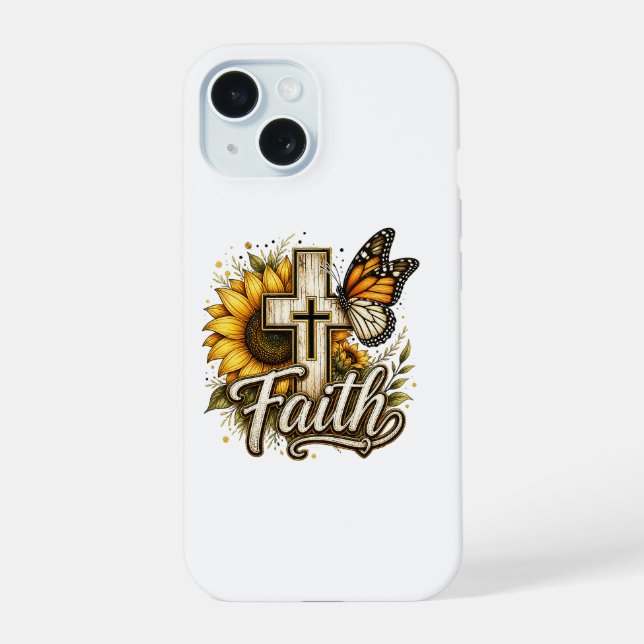 Capa para iPhone 15 Fé e Girassóis  (Verso)