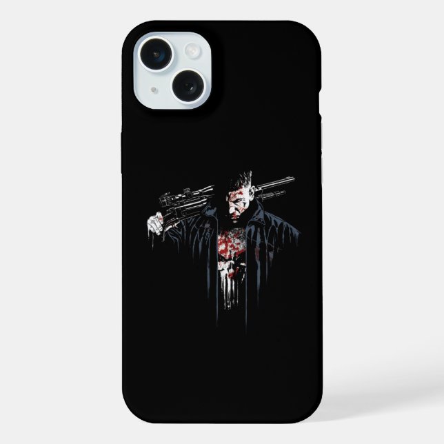 Capa para iPhone 15 Plus com Homem Marcante e Arma (Verso)