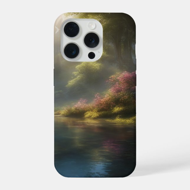 Capa para iPhone 15 Pro 'Lago da Floresta Encantad (Verso)