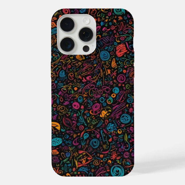 Capa para iphone 15 pro max Coloured Doodles (Verso)
