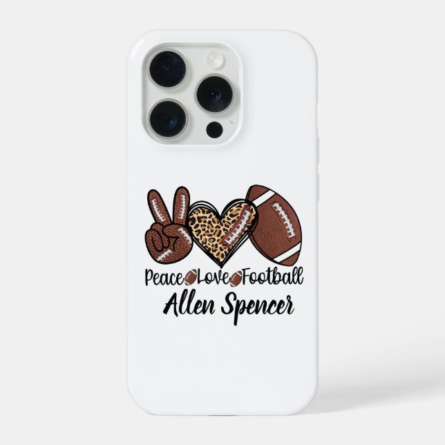Capa para iPhone 15 Pro Paz, Amor, Futebol (Verso)