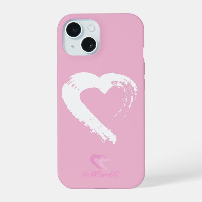 Capa para iPhone 15 Rosa Coração Branco (Verso)