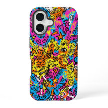 Capa para iPhone 16 com padrão de colagem Cyber Do