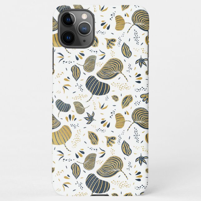 Capa Para iPhone Abstract golden and blue foliage (Verso)
