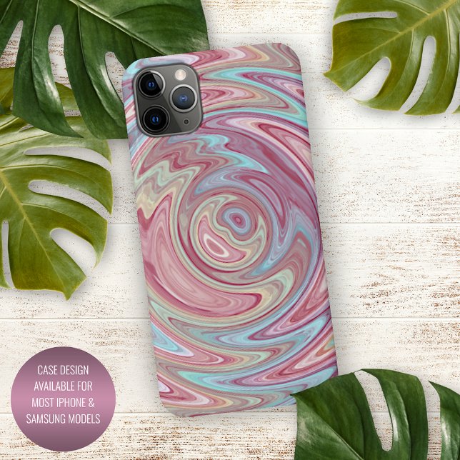 Capa Para iPhone Aqua Turquoise Blue Blush Swirl Art (Criador carregado)