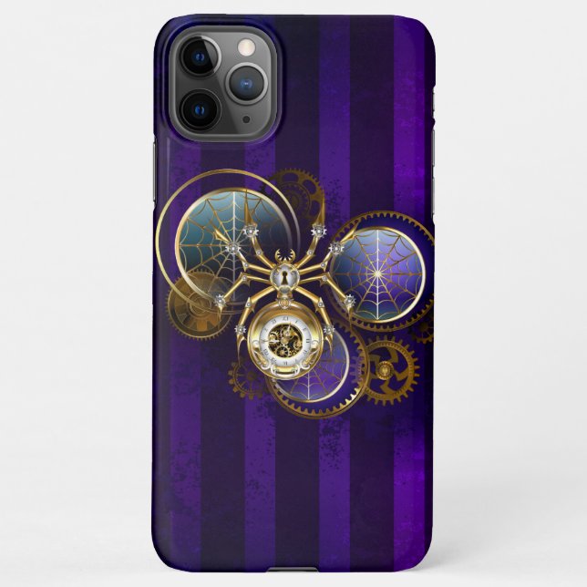 Capa Para iPhone Aranha Steampunk no fundo roxo (Verso)