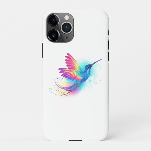 Capa Para iPhone Arco-Íris Exótico Hummingbird (Verso)