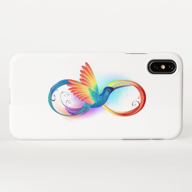 Capa Para iPhone Arco-íris Hummingbird com símbolo Infinito (Verso Horizontal)