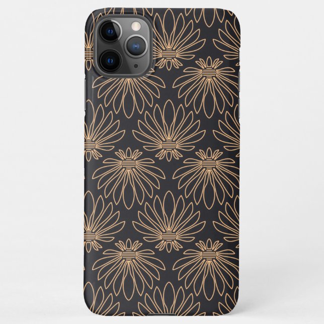 Capa Para iPhone Art Deco pattern with gold floral motifs  (Verso)