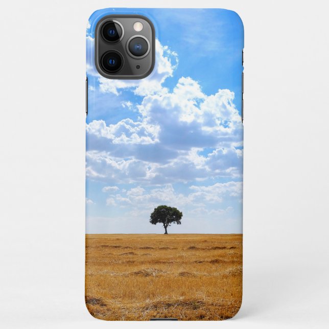 Capa Para iPhone Árvore num campo de trigo colhido (Verso)