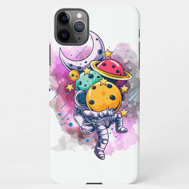 Capa Para iPhone Astronauta com planetas (Verso)