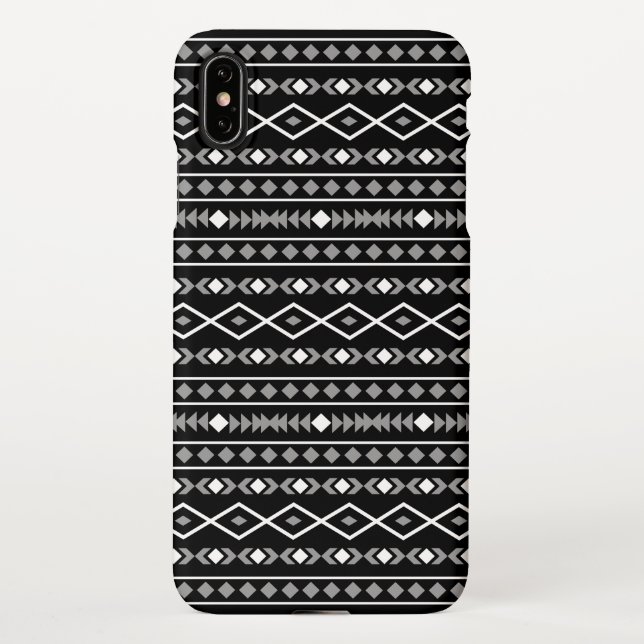 Capa Para iPhone Aztec Formas Padrão Cinza Preto Branco (Verso)