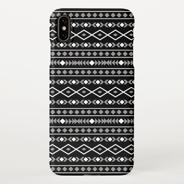 Capa Para iPhone Aztec Formas Padrão Cinza Preto Branco (Verso)