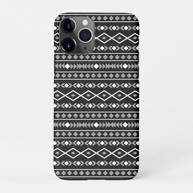Capa Para iPhone Aztec Formas Padrão Cinza Preto Branco (Verso)